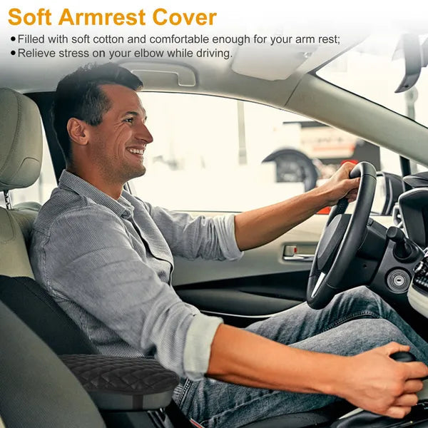 Car Armrest Pad Cover PU Leather Center Console Cushion Anti-Slip
