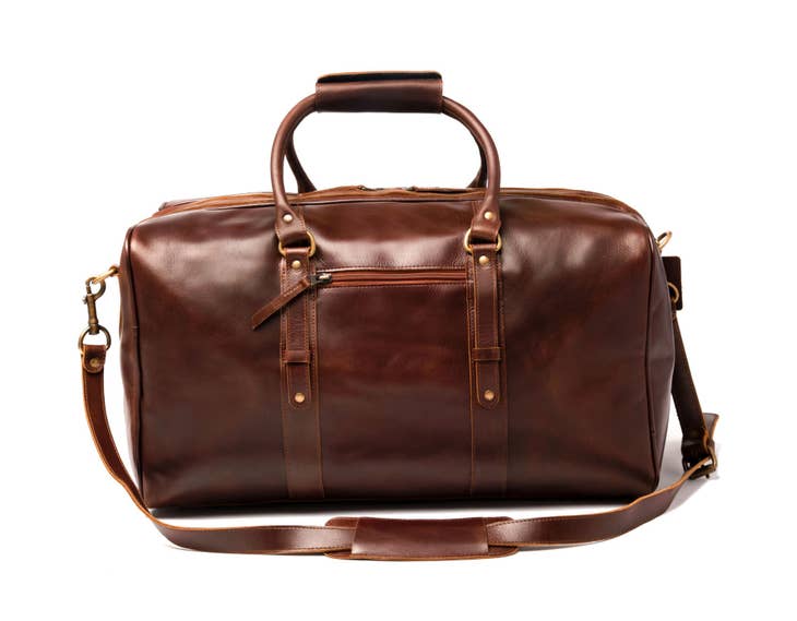 Samantha Big Mouth Leather Duffle Brown
