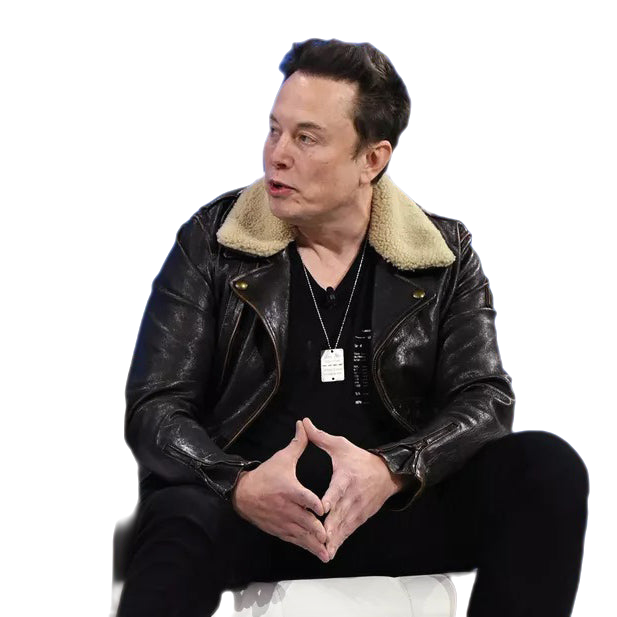 Elon Musk Leather Flight Jacket With Fur Lined Collar Black