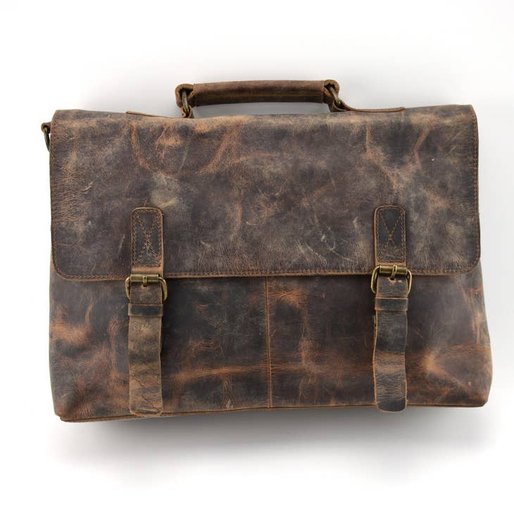 Raymond Vintage Retro Buffalo Leather Briefcase Brown – Inland Leather Co