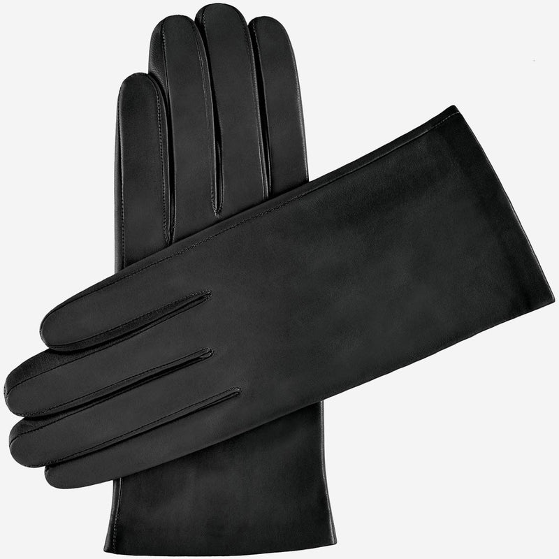 Sofia (black) - Lambskin leather gloves with silk lining