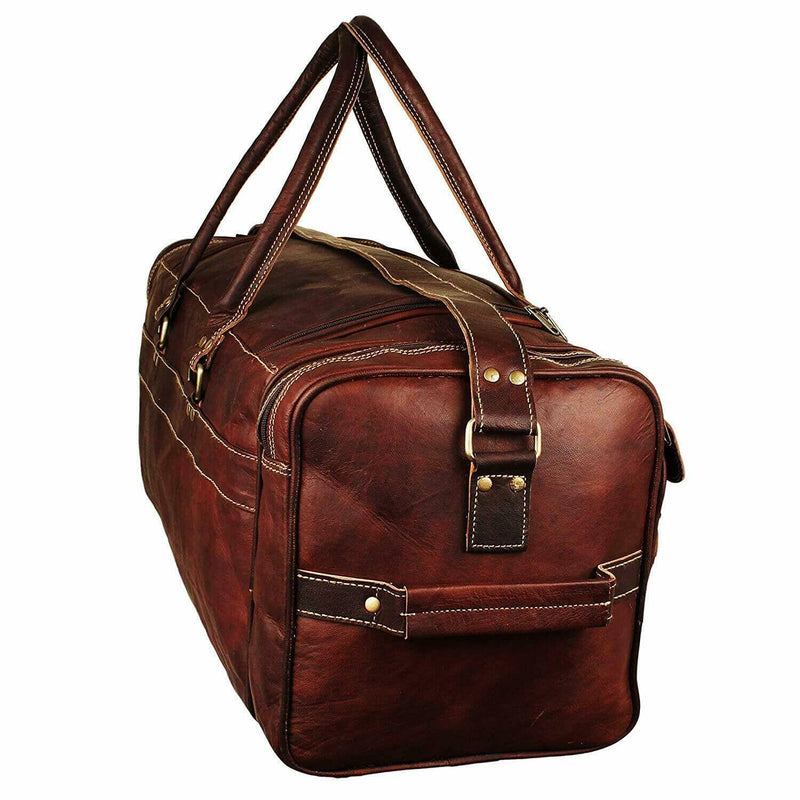 Vintage Brown Goat Leather Duffle