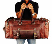 Vintage Brown Goat Leather Duffle
