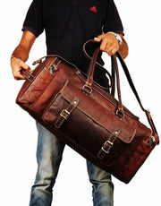 Vintage Brown Goat Leather Duffle