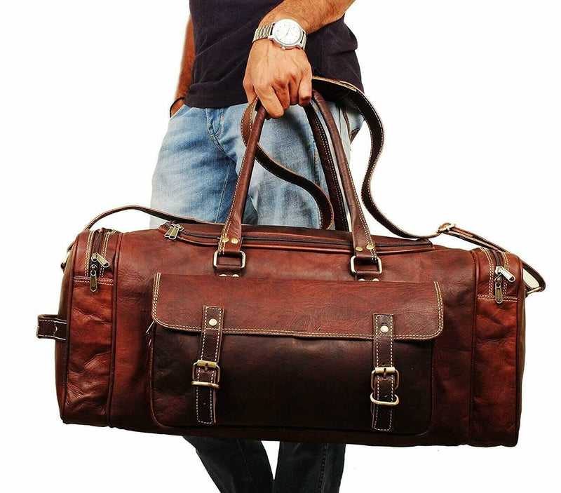Vintage Brown Goat Leather Duffle