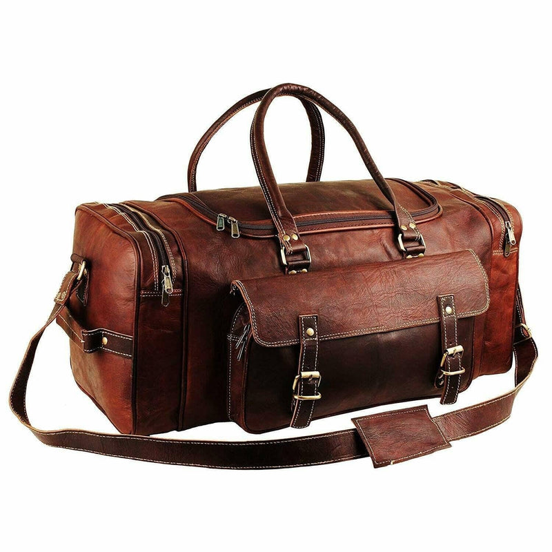 Vintage Brown Goat Leather Duffle