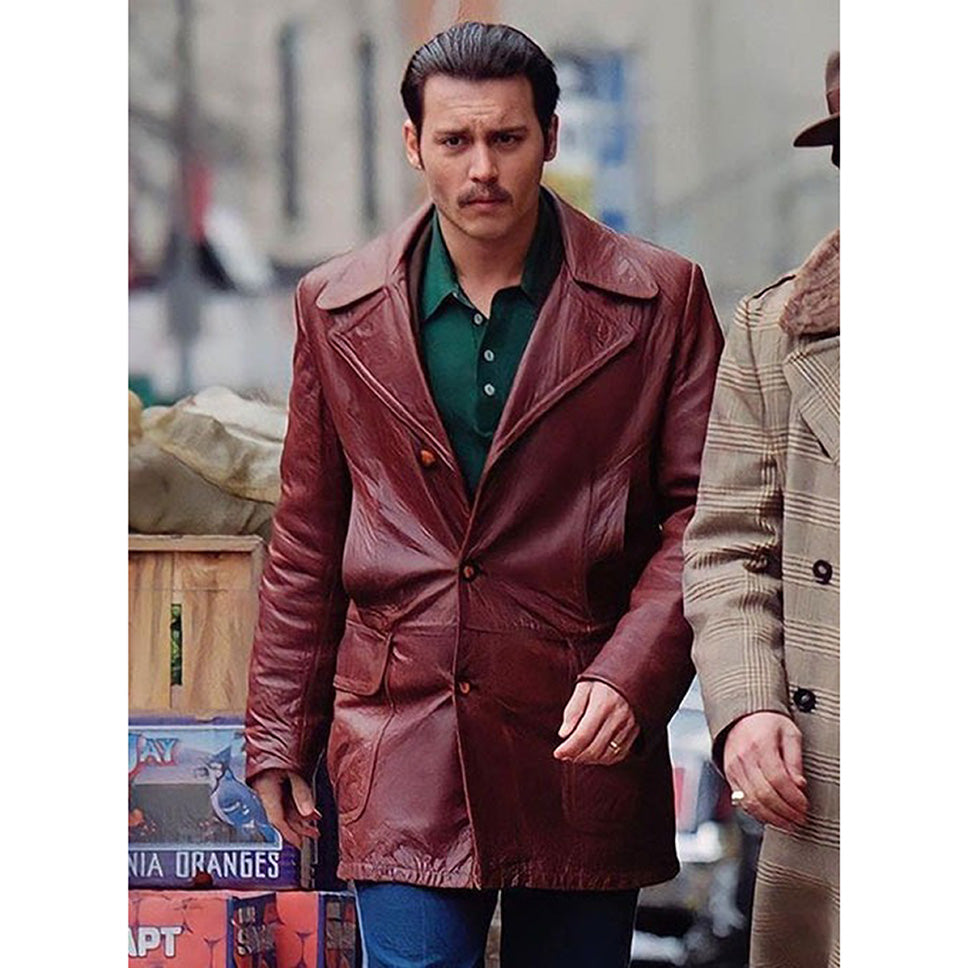 Johnny Depp Donnie Brasco Real Leather Blazer Brown XXL Brown