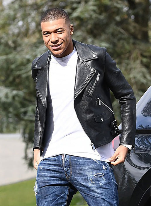 Kylian Mbappe Genuine Leather Jacket Black Inland Leather Co