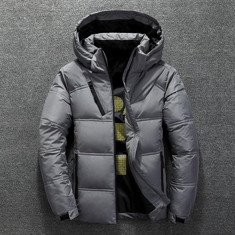 Men's Red Hooded Winter Jacket | Water-Resistant