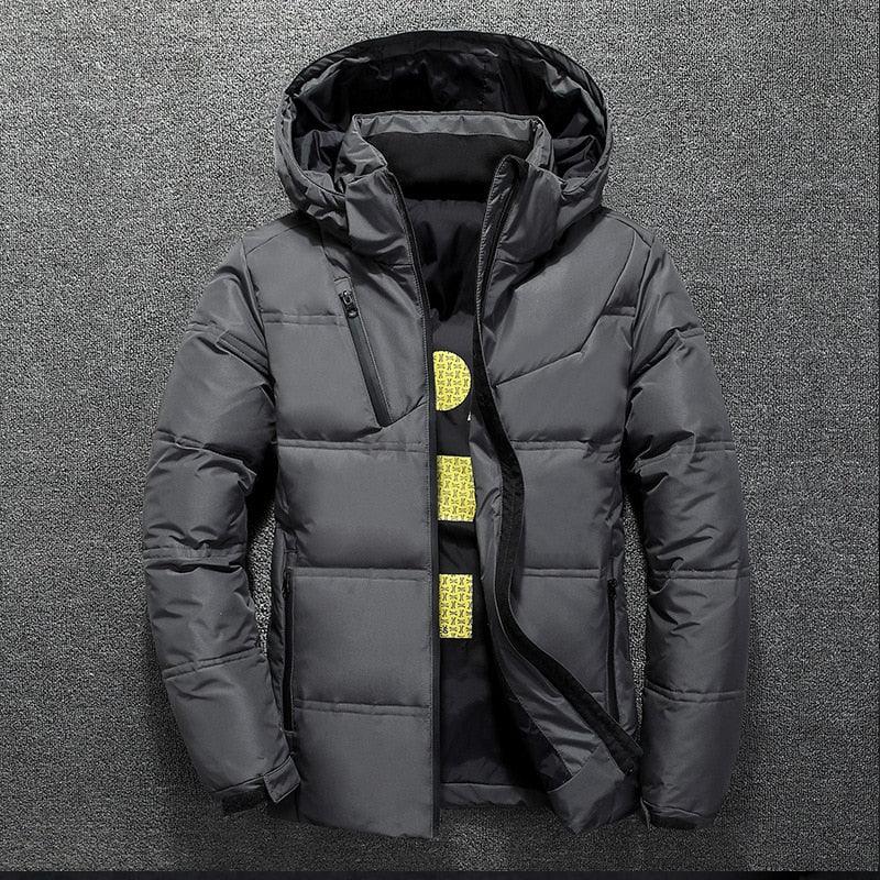 Men's Red Hooded Winter Jacket | Water-Resistant