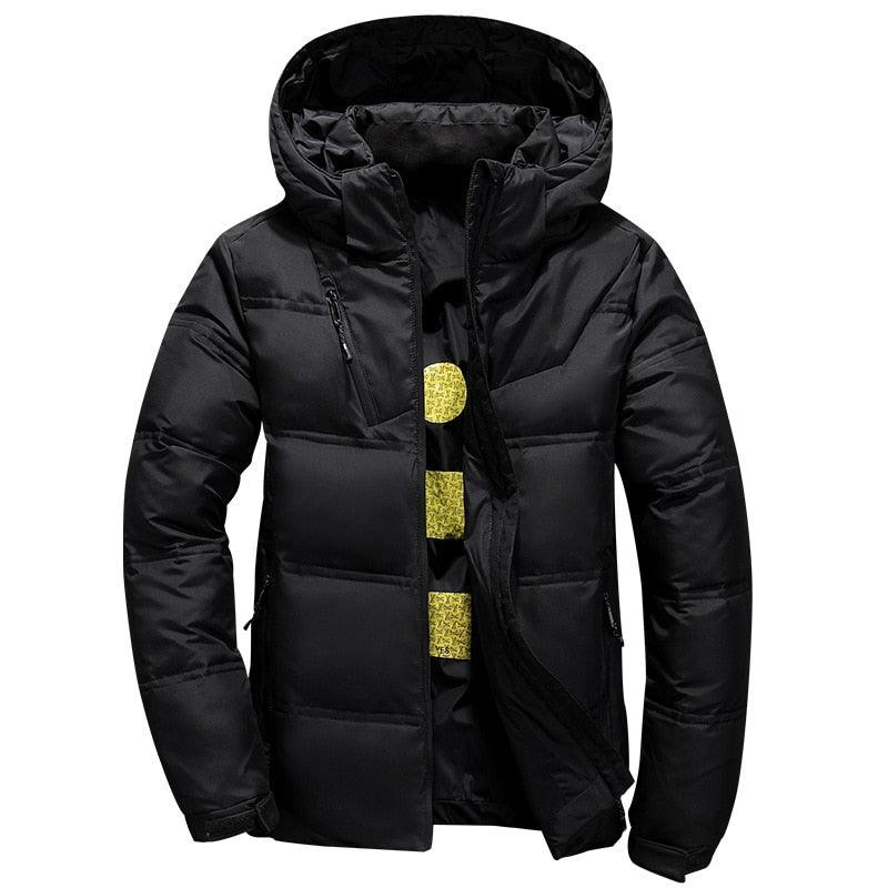 Men's Red Hooded Winter Jacket | Water-Resistant