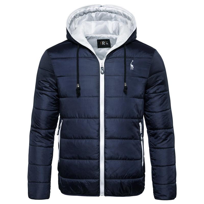 Men's Blue Waterproof Hooded Winter Jacket