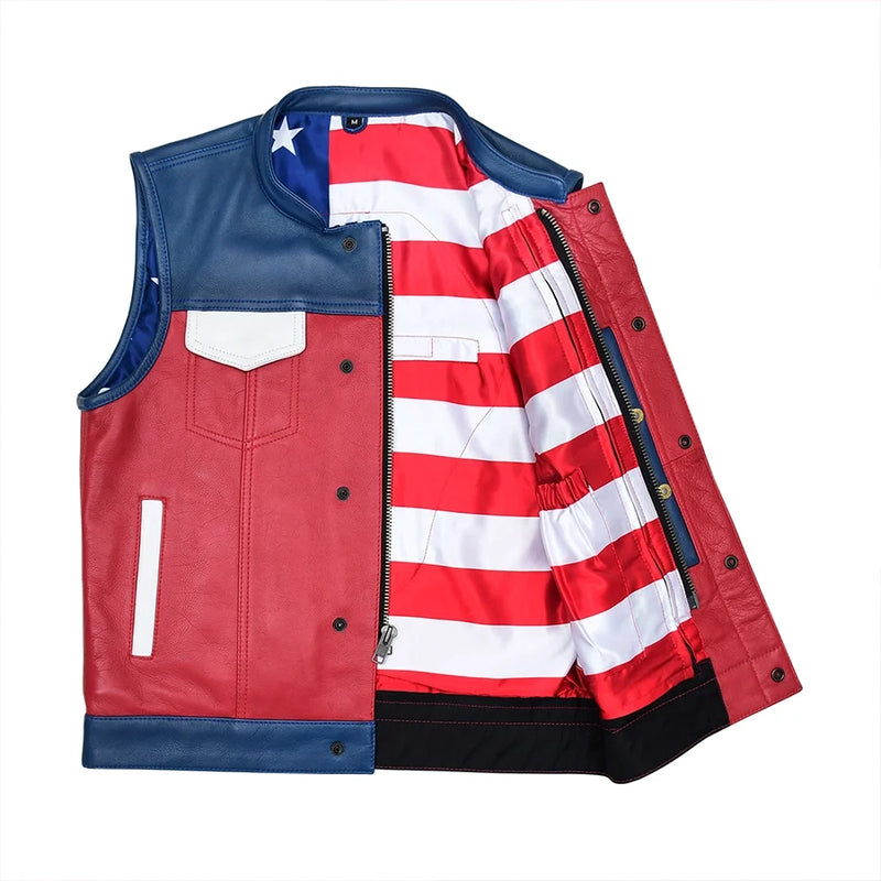 Patriot Rebel Men's Motorcycle Leather Vest