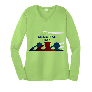 Womens Long Sleeve V-Neck Tee - Memorial Day