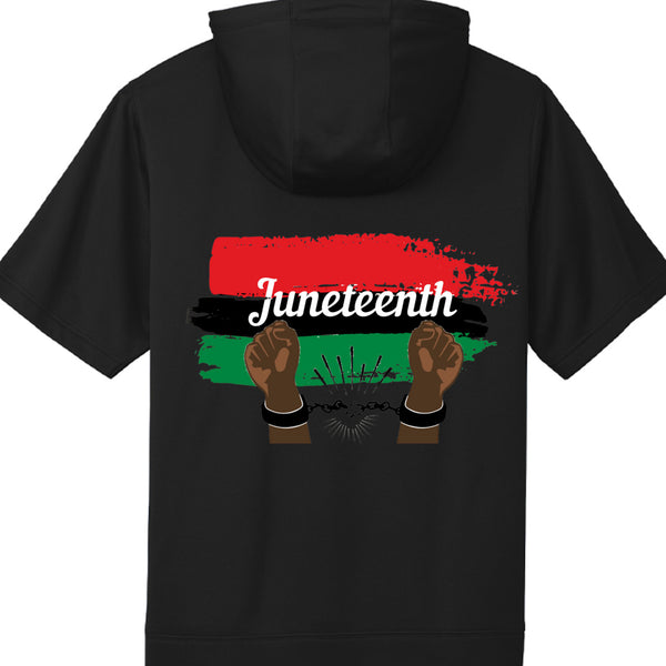 Fleece Short Sleeve Hooded Pullover Celebrate Juneteenth Day For Mens