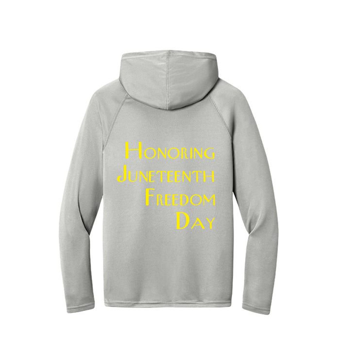 Men's Long-Sleeve Hooded T-shirt Honoring Juneteenth Freedom