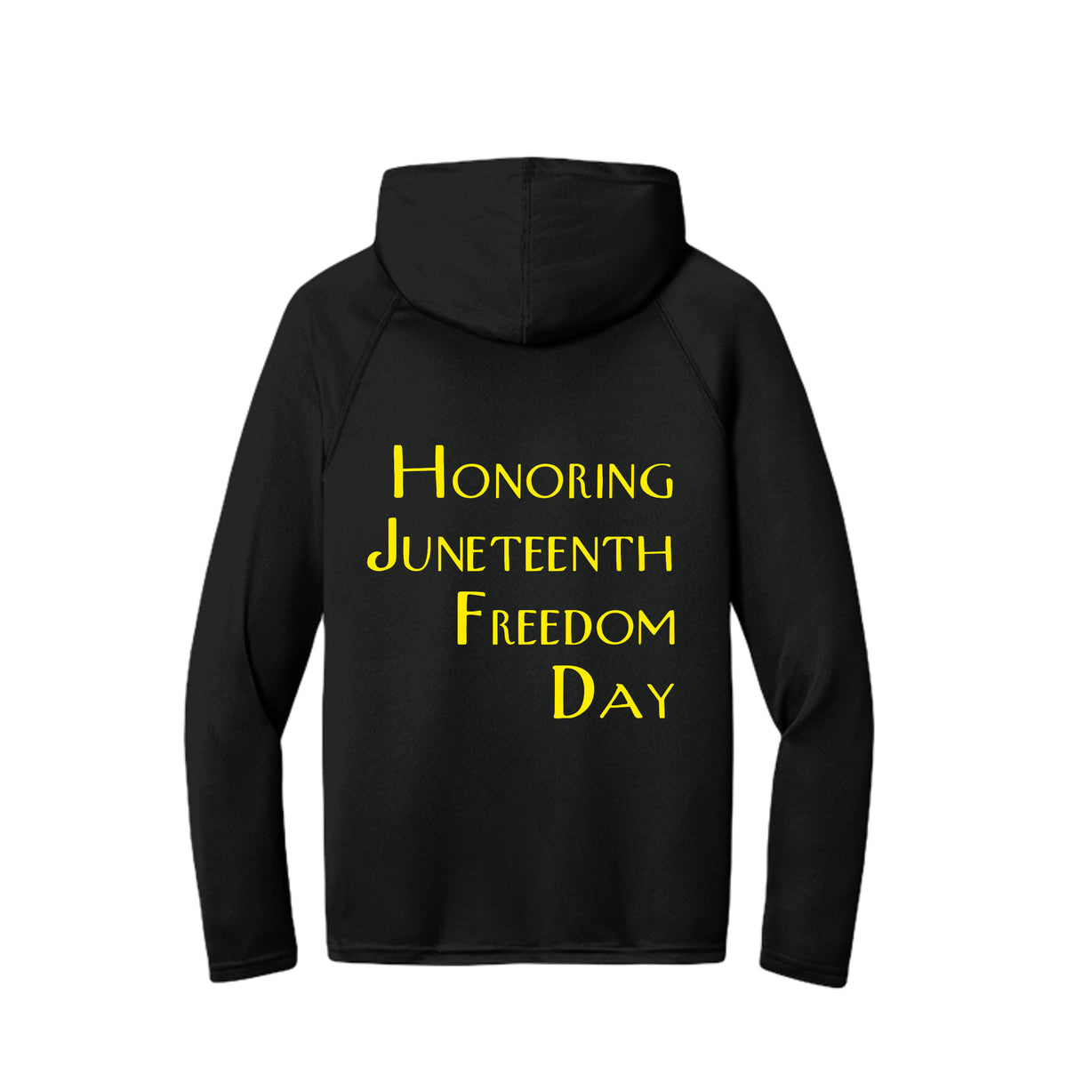 Men's Long-Sleeve Hooded T-shirt Honoring Juneteenth Freedom