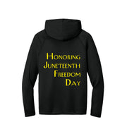Men's Long-Sleeve Hooded T-shirt Honoring Juneteenth Freedom