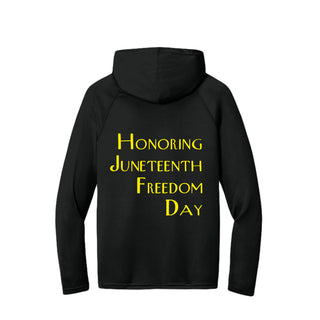 Men's Long-Sleeve Hooded T-shirt Honoring Juneteenth Freedom
