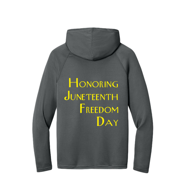 Men's Long-Sleeve Hooded T-shirt Honoring Juneteenth Freedom