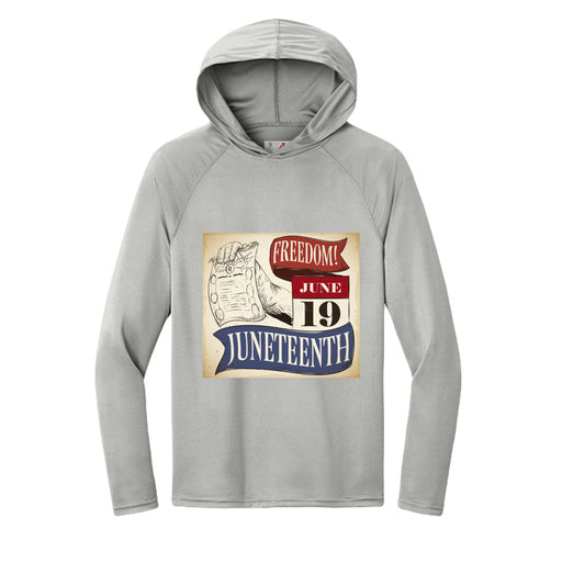 Men's Long-Sleeve Hooded T-shirt Honoring Juneteenth Freedom