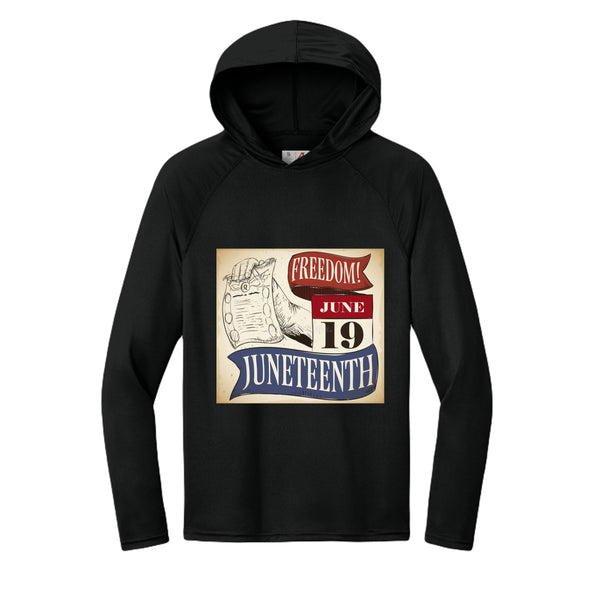 Men's Long-Sleeve Hooded T-shirt Honoring Juneteenth Freedom