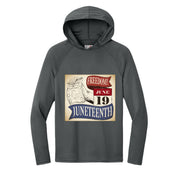 Men's Long-Sleeve Hooded T-shirt Honoring Juneteenth Freedom
