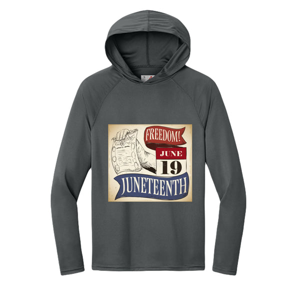 Men's Long-Sleeve Hooded T-shirt Honoring Juneteenth Freedom