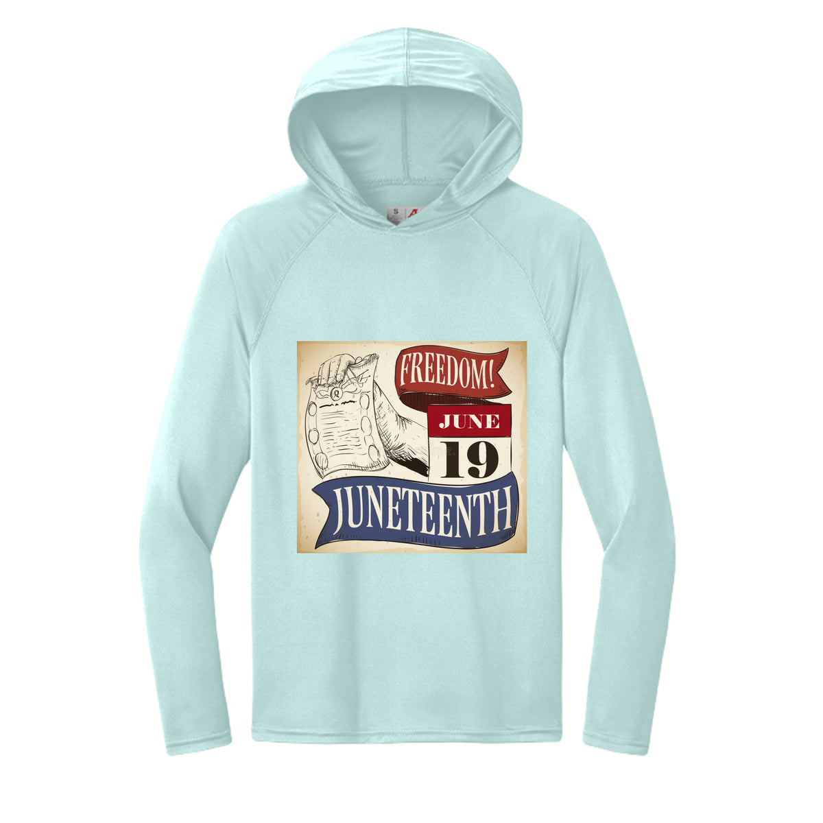 Men's Long-Sleeve Hooded T-shirt Honoring Juneteenth Freedom