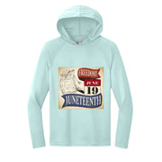 Men's Long-Sleeve Hooded T-shirt Honoring Juneteenth Freedom