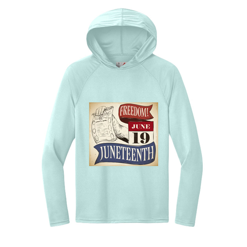 Men's Long-Sleeve Hooded T-shirt Honoring Juneteenth Freedom
