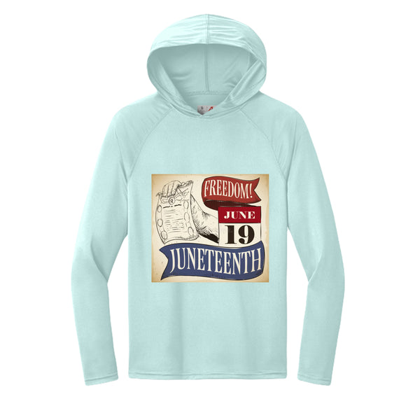 Men's Long-Sleeve Hooded T-shirt Honoring Juneteenth Freedom