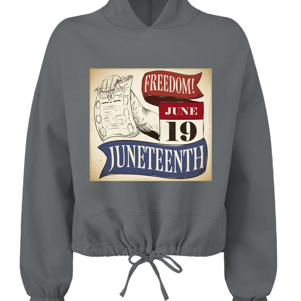TD085 Ladies' Cropped Oversize Hood Celebrate Juneteenth Day