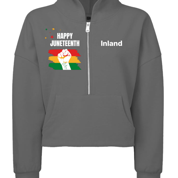 TD077 Ladies' Alice Half-Zip Hooded Sweatshirt - Juneteenth Day