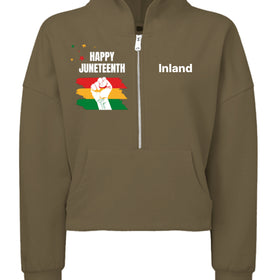 TD077 Ladies' Alice Half-Zip Hooded Sweatshirt - Juneteenth Day