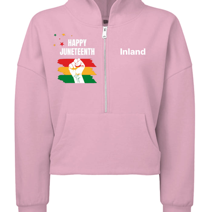 TD077 Ladies' Alice Half-Zip Hooded Sweatshirt - Juneteenth Day