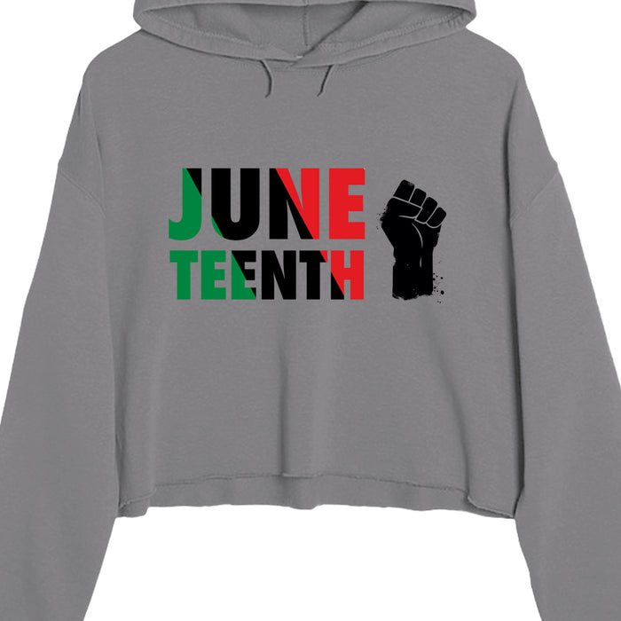 Lane Seven LS12000 Ladies' Crop Hooded Sweatshirt Juneteenth Day