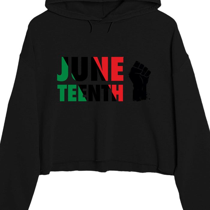 Lane Seven LS12000 Ladies' Crop Hooded Sweatshirt Juneteenth Day