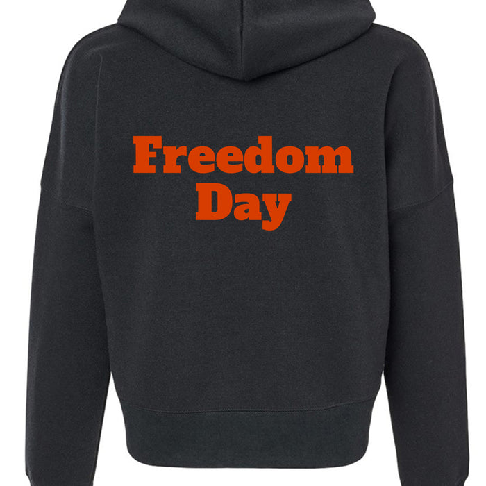 8853 Women's Crop Hooded Sweatshirt - Juneteenth Freedom Day
