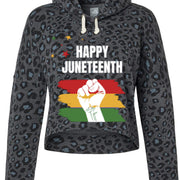 8853 Women's Crop Hooded Sweatshirt - Juneteenth Freedom Day