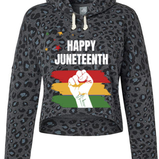 8853 Women's Crop Hooded Sweatshirt - Juneteenth Freedom Day