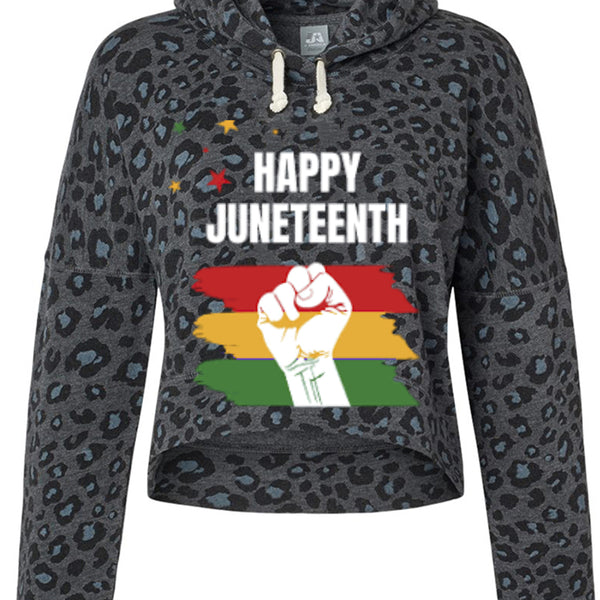 8853 Women's Crop Hooded Sweatshirt - Juneteenth Freedom Day