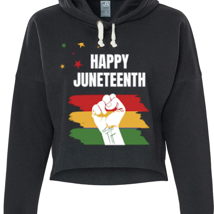 8853 Women's Crop Hooded Sweatshirt - Juneteenth Freedom Day