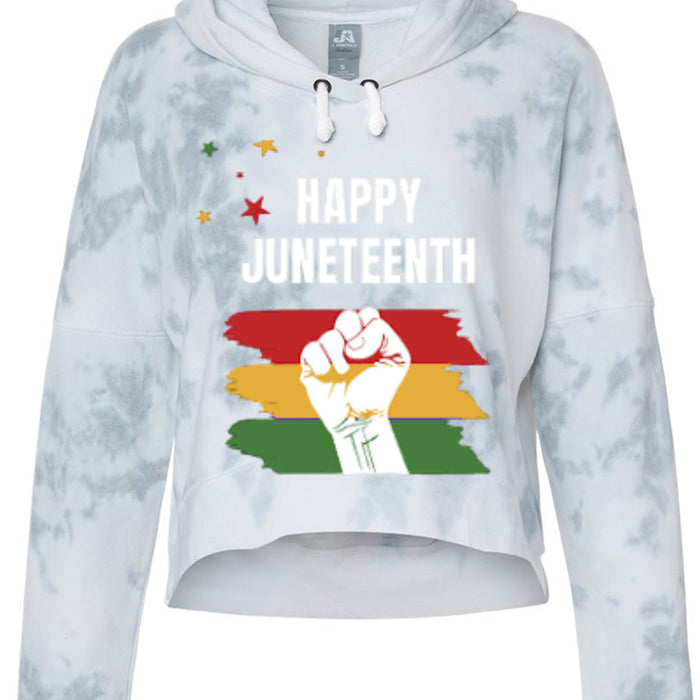8853 Women's Crop Hooded Sweatshirt - Juneteenth Freedom Day