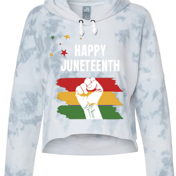 8853 Women's Crop Hooded Sweatshirt - Juneteenth Freedom Day