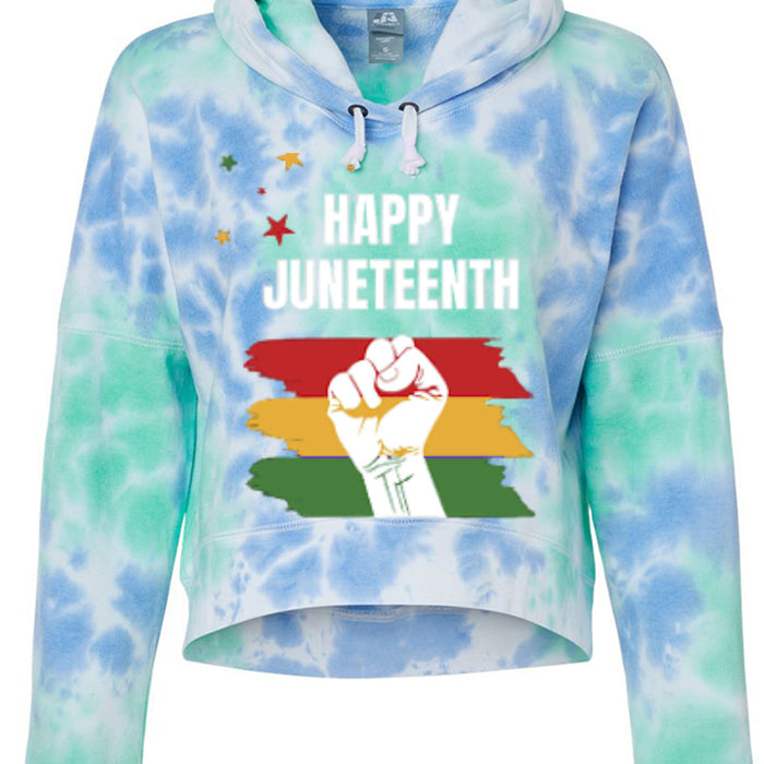 8853 Women's Crop Hooded Sweatshirt - Juneteenth Freedom Day