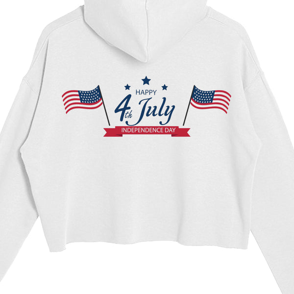 Independence Day Ladies' Crop Hooded Sweatshirt LS12000