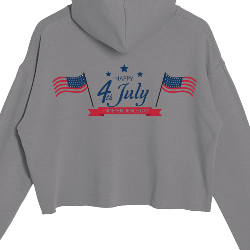 Independence Day Ladies' Crop Hooded Sweatshirt LS12000