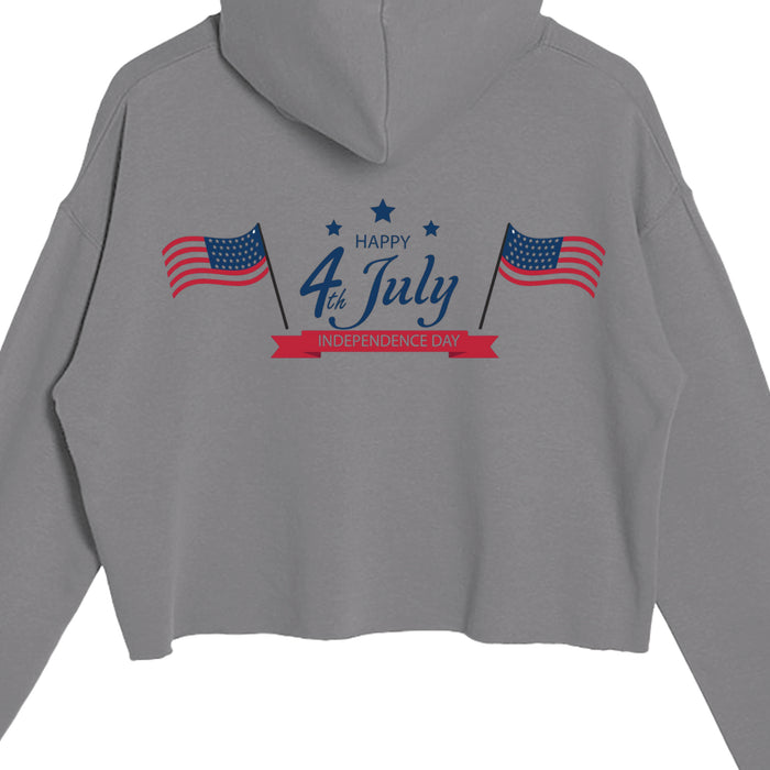 Independence Day Ladies' Crop Hooded Sweatshirt LS12000