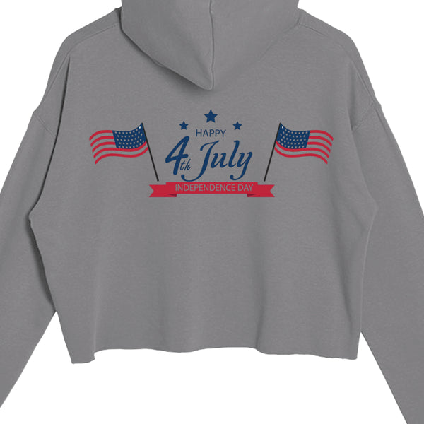 Independence Day Ladies' Crop Hooded Sweatshirt LS12000